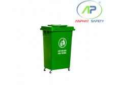 Thùng rác nhựa có nắp đậy 240l, Màu xanh